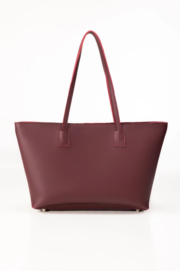 Maroon Faux Leather Tote Bag – Spacious, Everyday Style