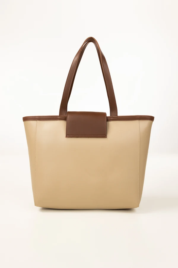 Beige Structured Tote Bag – Lightweight & Spacious Everyday Carry