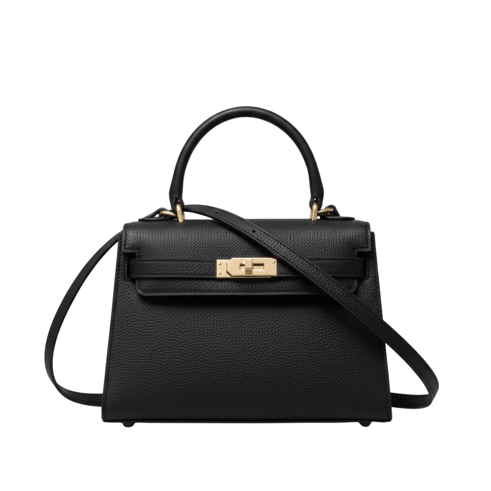 Lunaaly Women’s Structured Top Handle Handbag with Detachable Shoulder Strap – Black